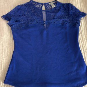 Blue Lace Detail Top Size M